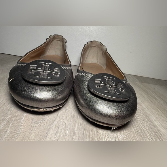 Tory Burch Minnie Metallic Silver/gray Leather Ballet Flat Women's Size 8 M - Picture 9 of 14